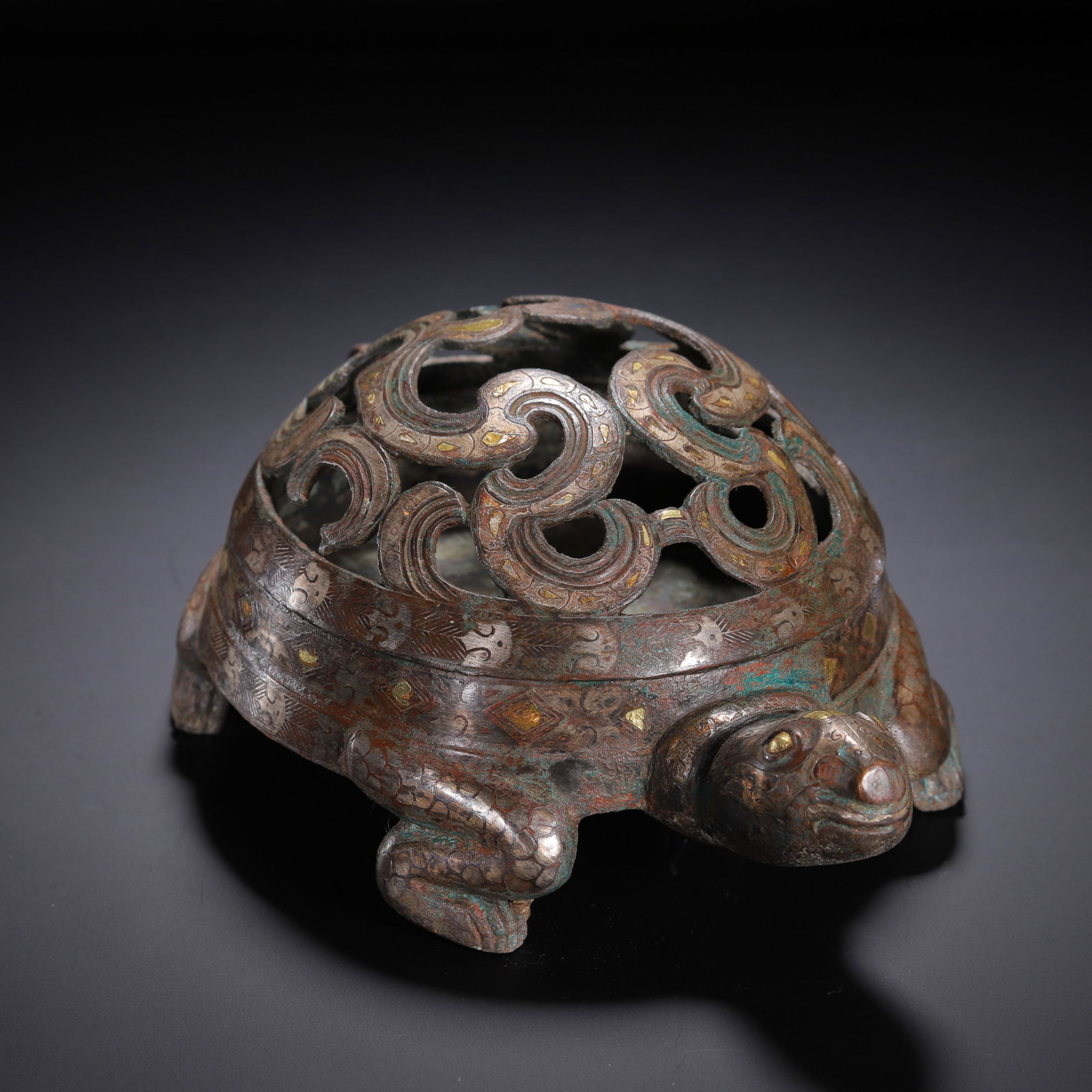 A CHINESE TORTOISE FORM BRONZE CENSER (1 of 9)