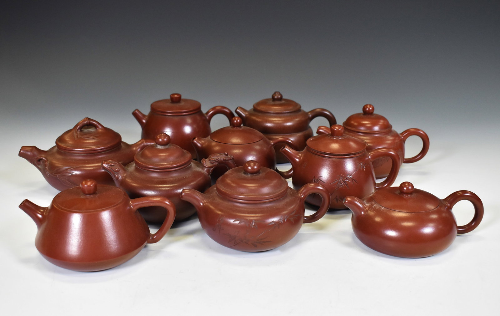 GROUP OF ZHISHA PURPLE CLAY TEA POTS (1 of 4)