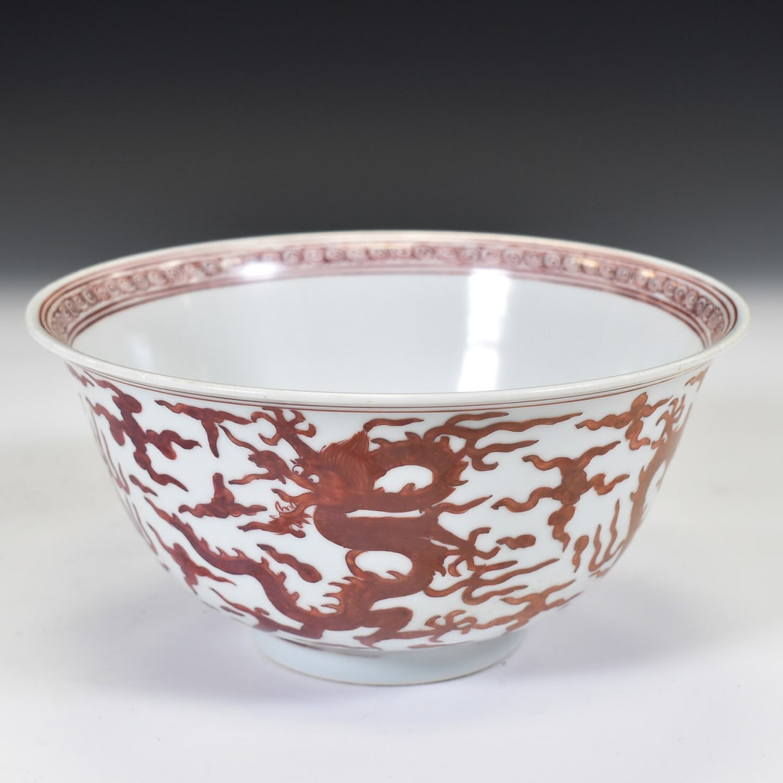 XUANDE RED & WHITE DRAGON PORCELAIN BOWL (1 of 6)