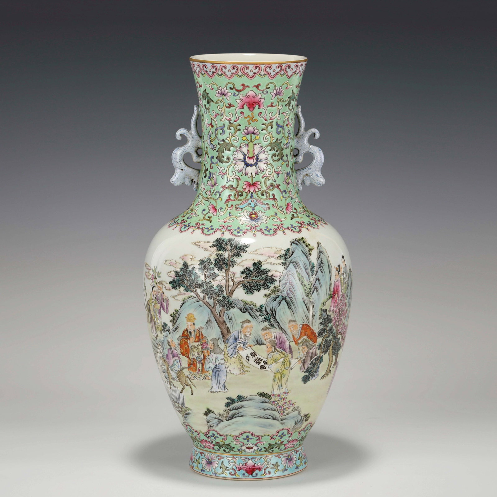 QUANLONG FAMILLE ROSE FIGURAL AMPHORA VASE (1 of 9)