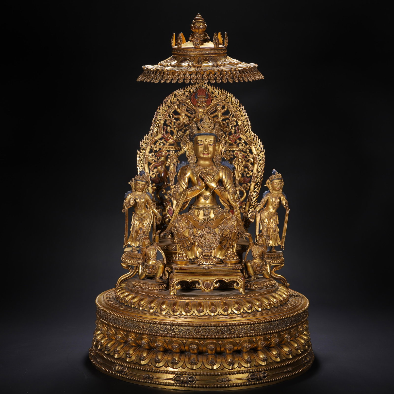 A CHINESE GILT BRONZE BUDDHIST SHRINE GROUP (1 of 10)