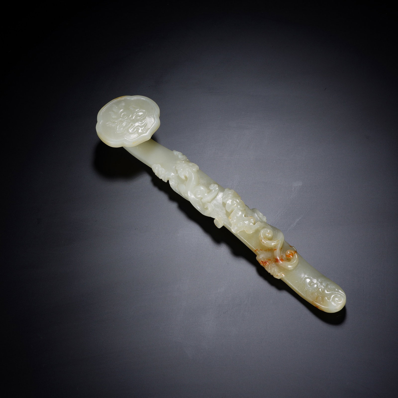 A CHINESE WHITE JADE CHILONG RUYI SCEPTER (1 of 9)