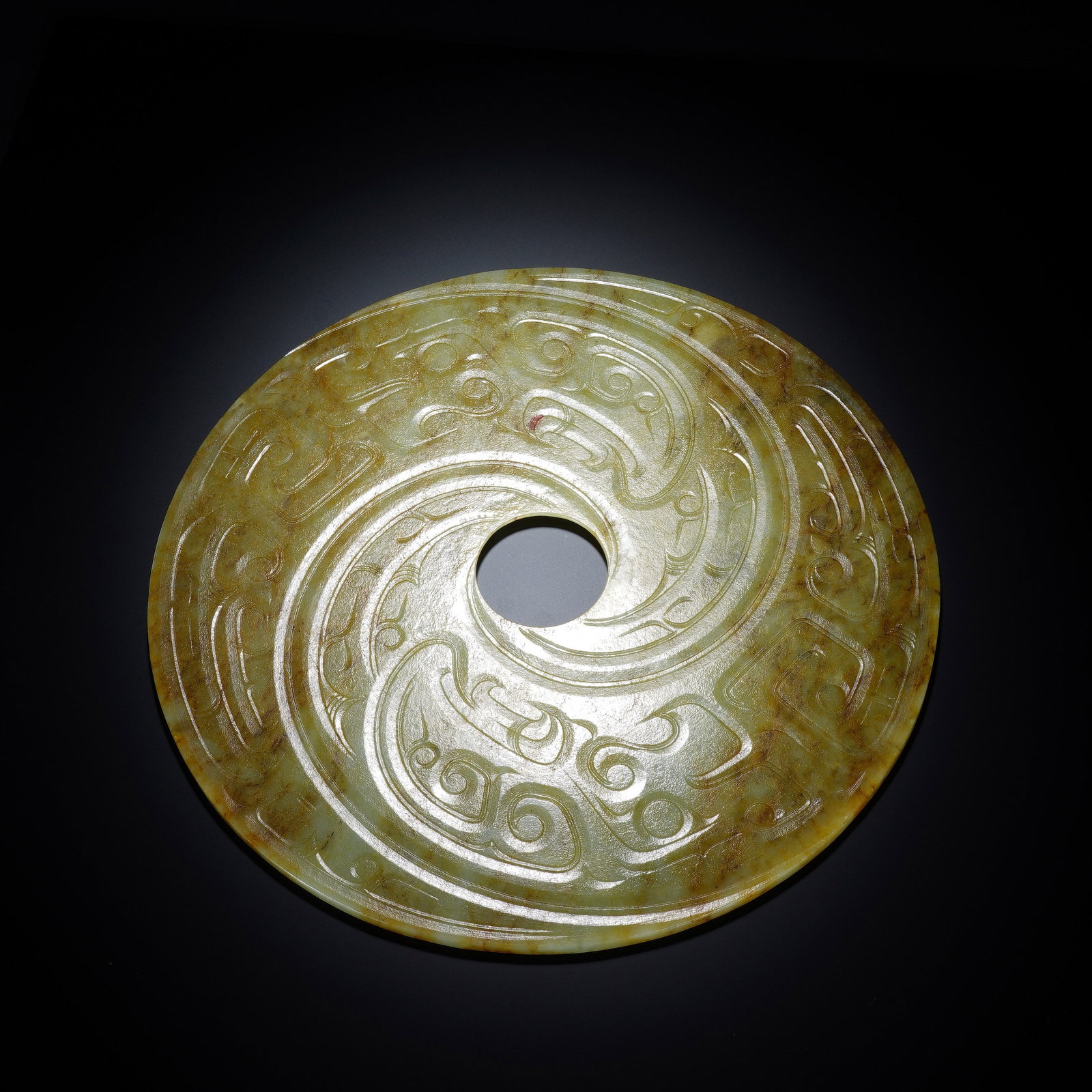 A CHINESE YELLOW JADE BI DISC (1 of 9)