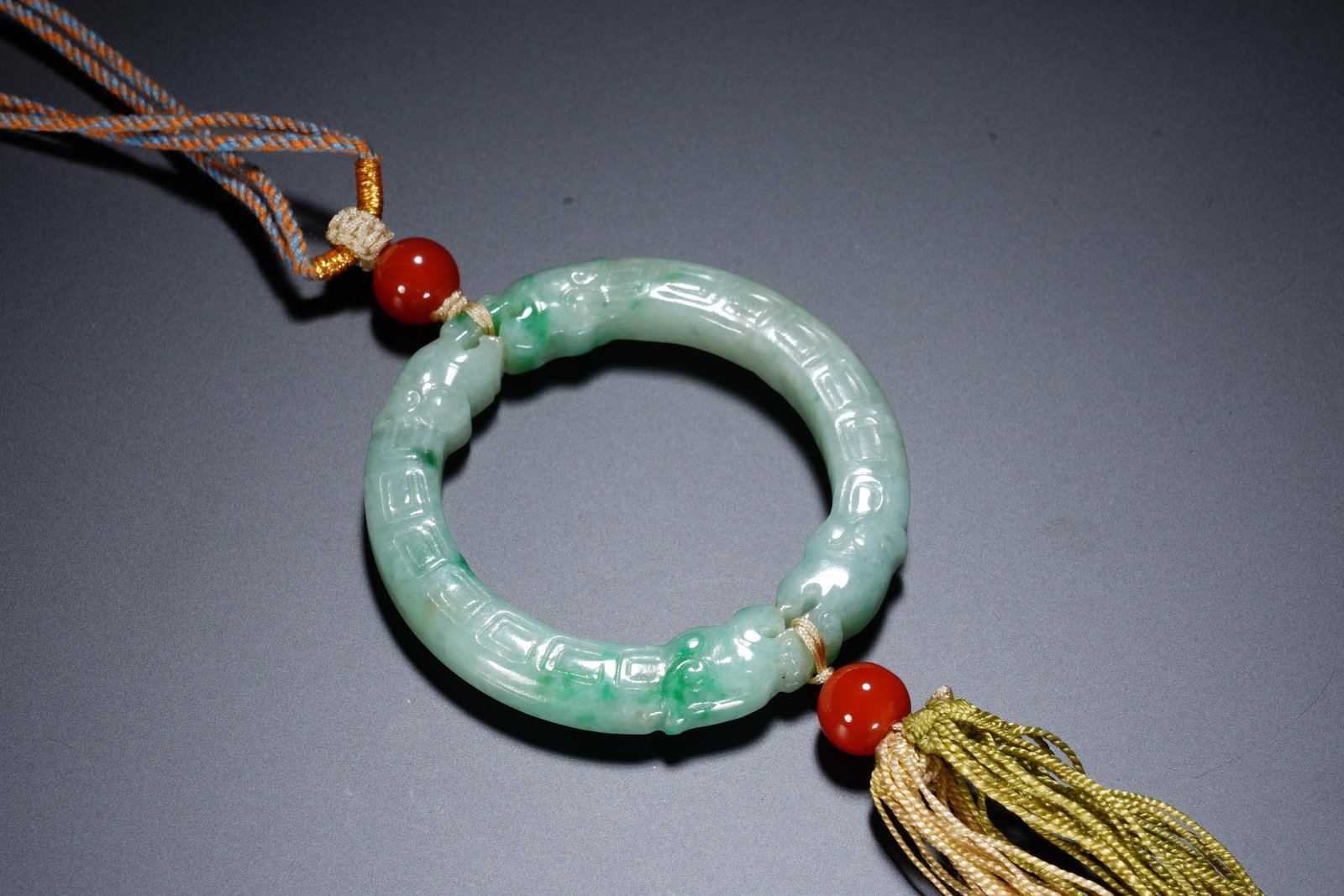 A CHINESE DRAGON PATTERN JADEITE PENDANT - 6