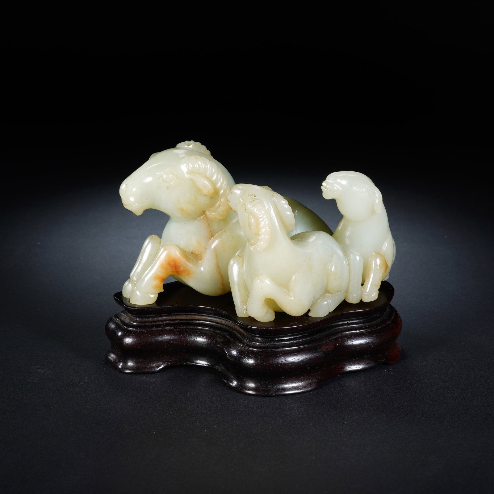 A CHINESE WHITE JADE THREE RAMS ORNAMENT (1 of 9)