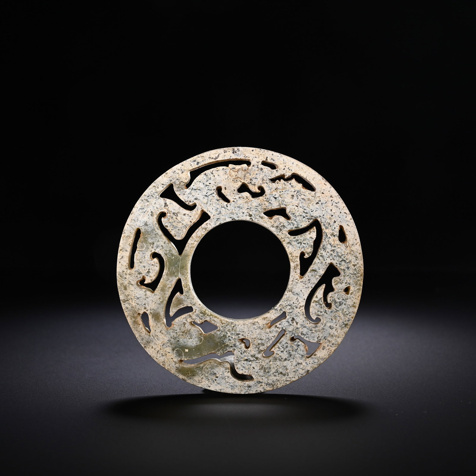 A CHINESE OPENWORK JADE BI DISC (1 of 5)