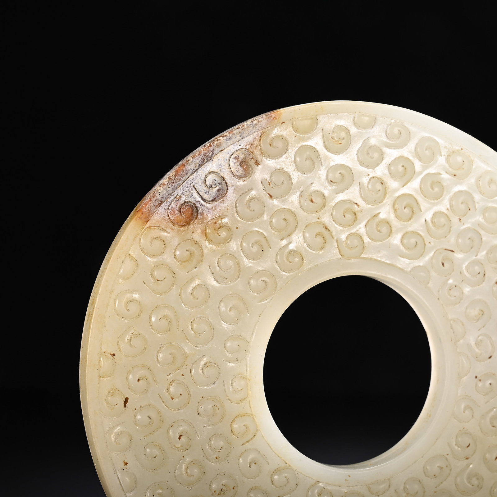 A CHINESE GRAIN PATTERN JADE BI DISC - 2