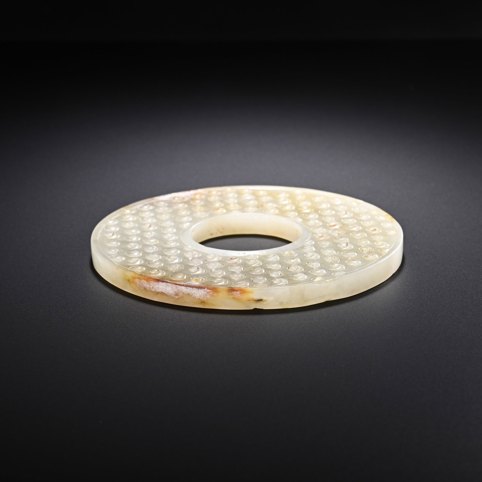 A CHINESE GRAIN PATTERN JADE BI DISC - 3