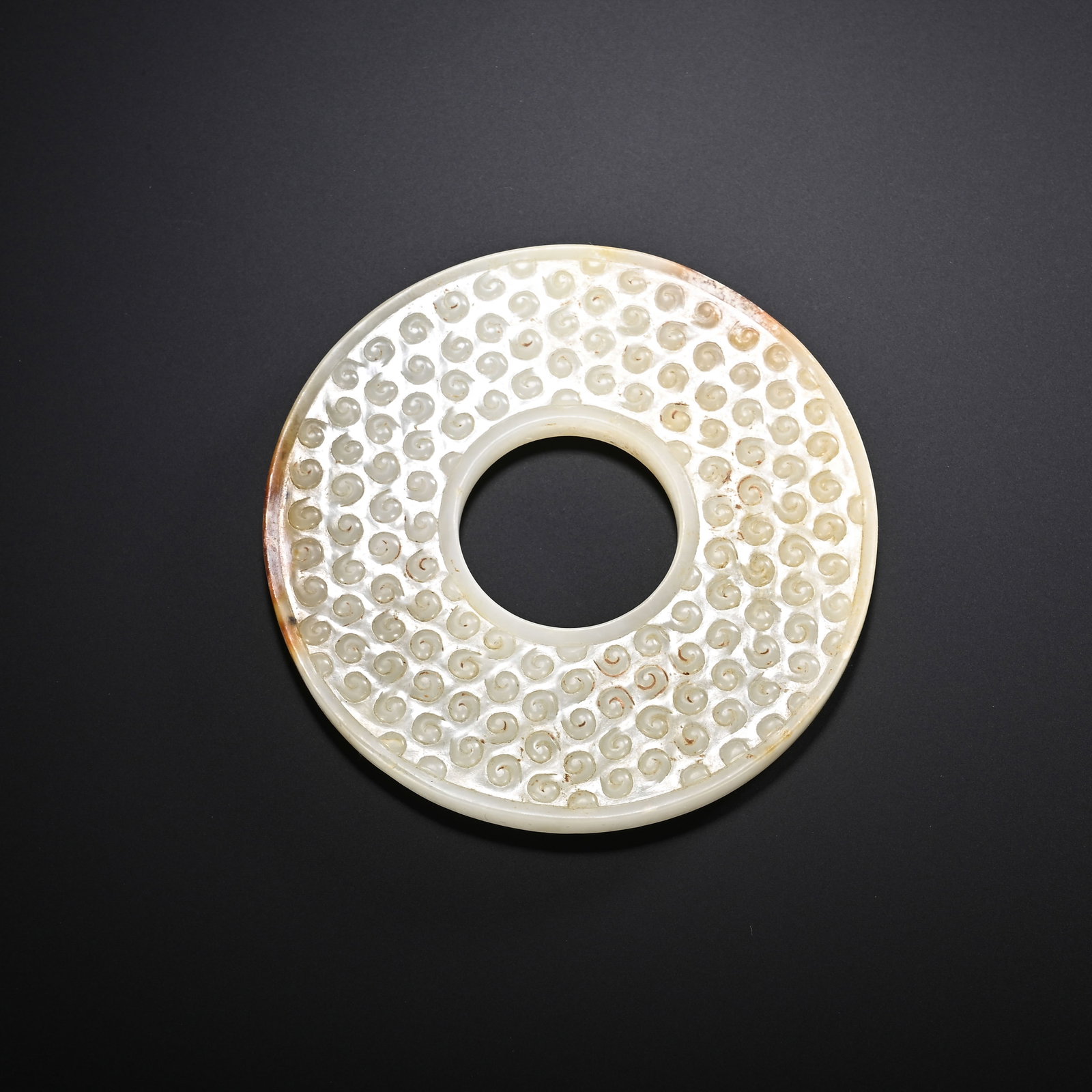A CHINESE GRAIN PATTERN JADE BI DISC - 4