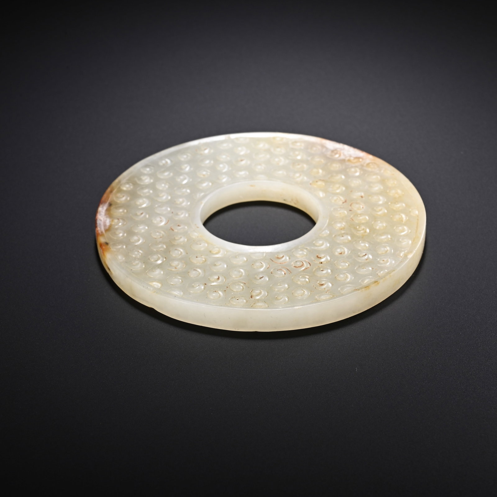 A CHINESE GRAIN PATTERN JADE BI DISC - 6