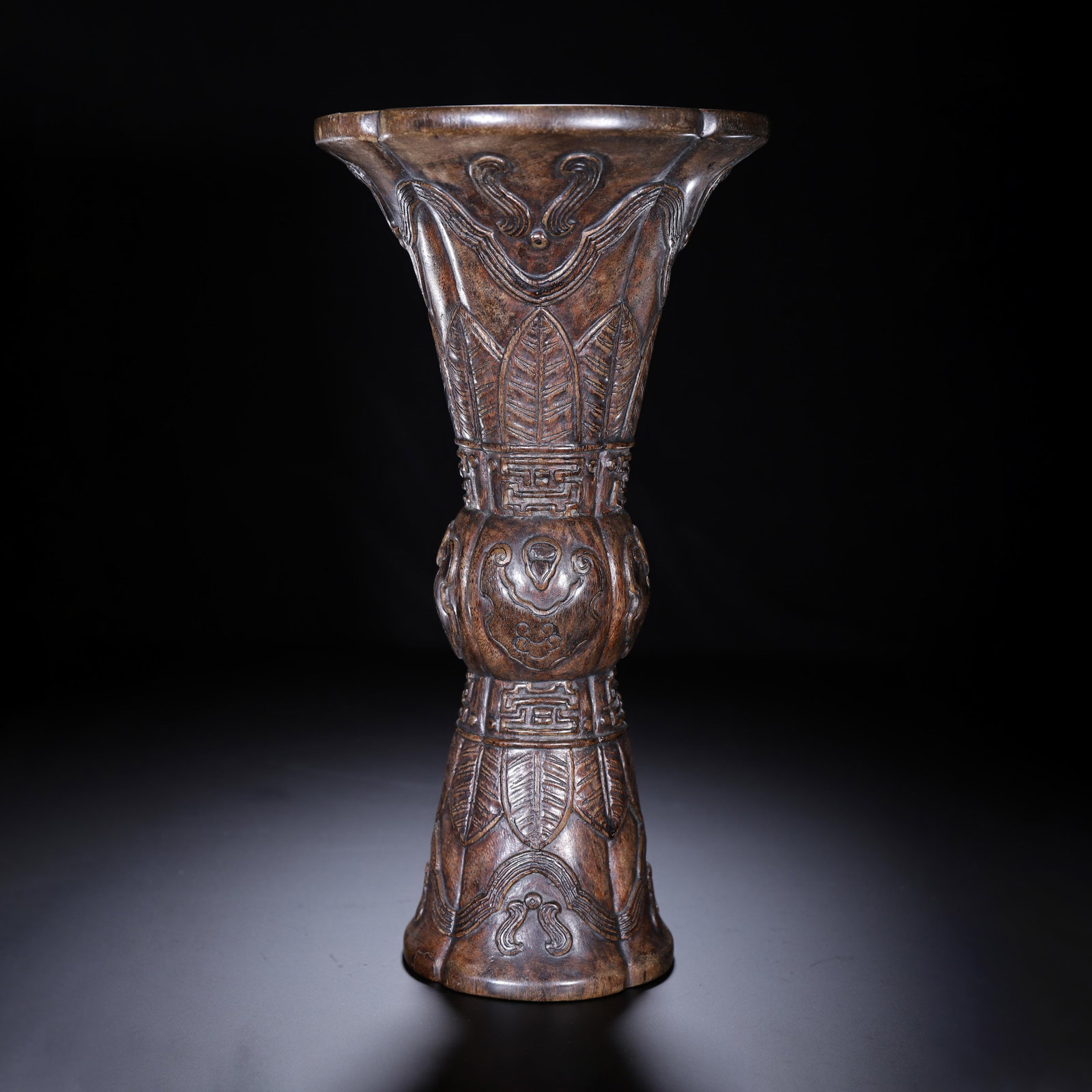 A CHINESE AGARWOOD GU VASE (1 of 9)