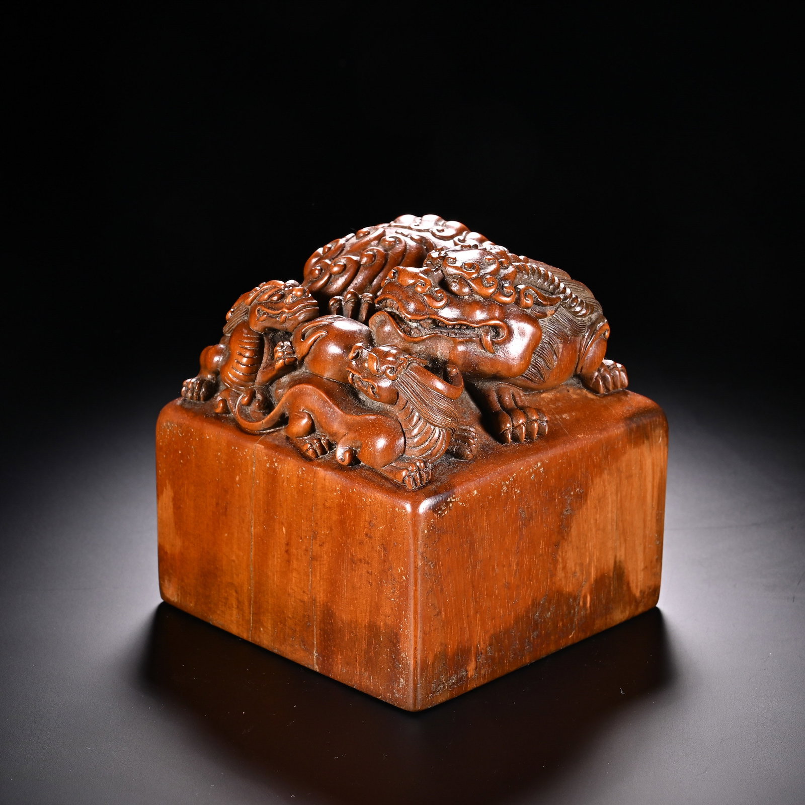 A CHINESE BOXWOOD CARVED SEAL