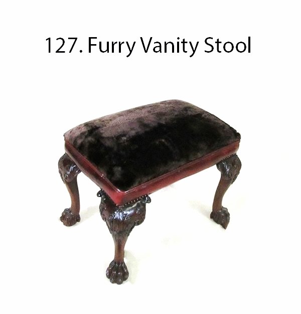 Ball and Claw Faux Fur Vanity Stool. .: Plush Vanity Stool. Neat conversation piece.