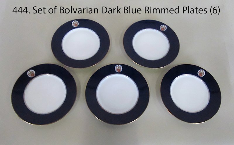 BAVARIAN - HOHENBERG, Dark Blue Rimmed Plates (5): BAVARIAN - HOHENBERG, Dark Blue Rimmed Plates (5), C.7224 8194 50