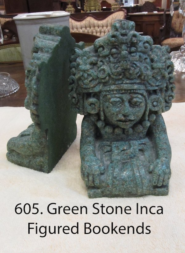 Green Stone Inca Figured Bookends: Green Stone Inca Figured Bookends