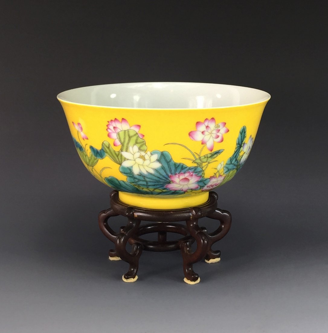 VERY FINE ENAMELED PORCELAIN BOWL (1 of 9)