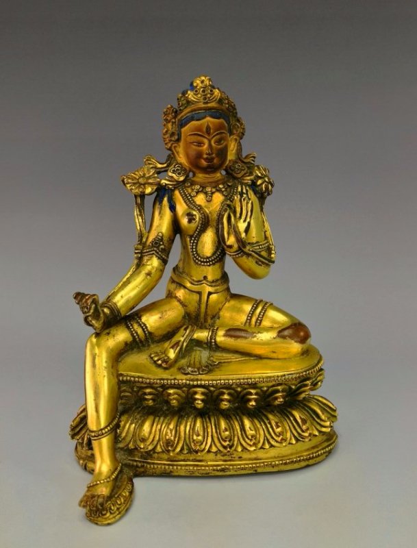 A MING GILT BRONZE BUDDHA OF TARA FIGURE (1 of 10)