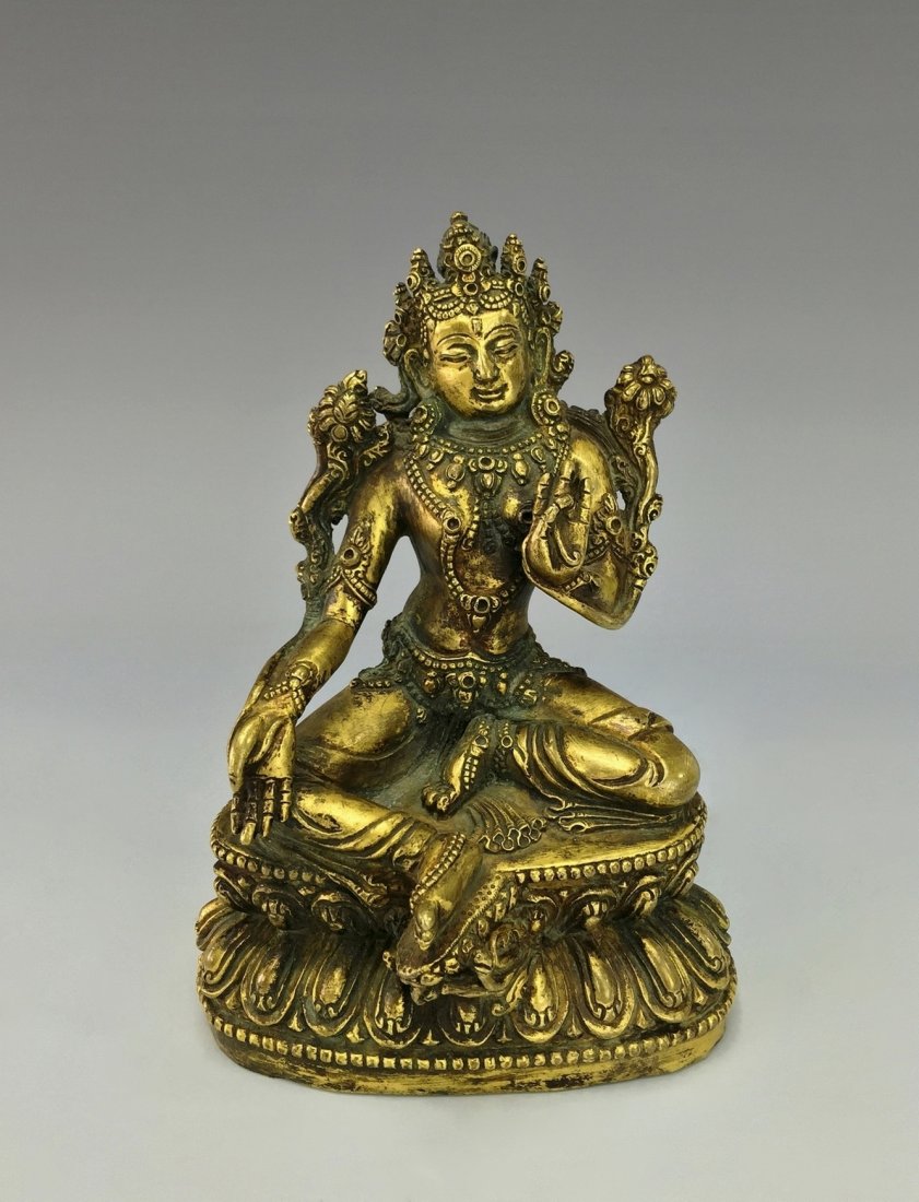 MING DY GILT BRONZE BUDDHA OF TARA FIGURE (1 of 9)