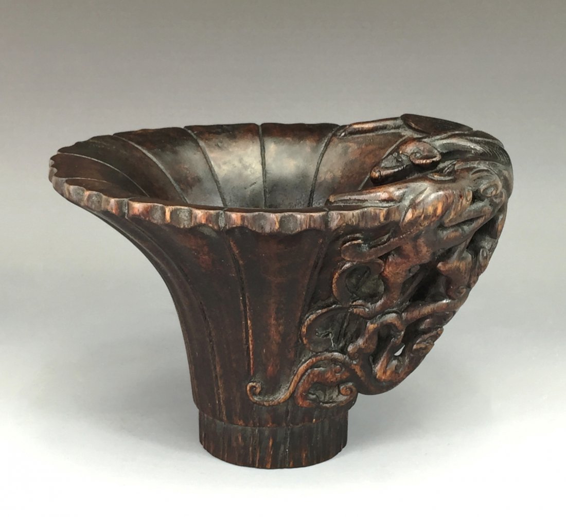 IMPORTANT & RARE  CARVED 18TH C CHENXIANG LIBATION CUP (1 of 9)