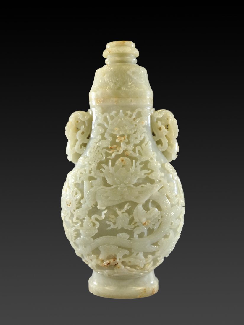 IMPORTANT 18/19TH C CARVED WHITE JADE OF COVERED URN (1 of 10)