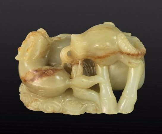 A VERY FINE CARVED JADE OF OXEN, 18TH/19TH C (1 of 8)