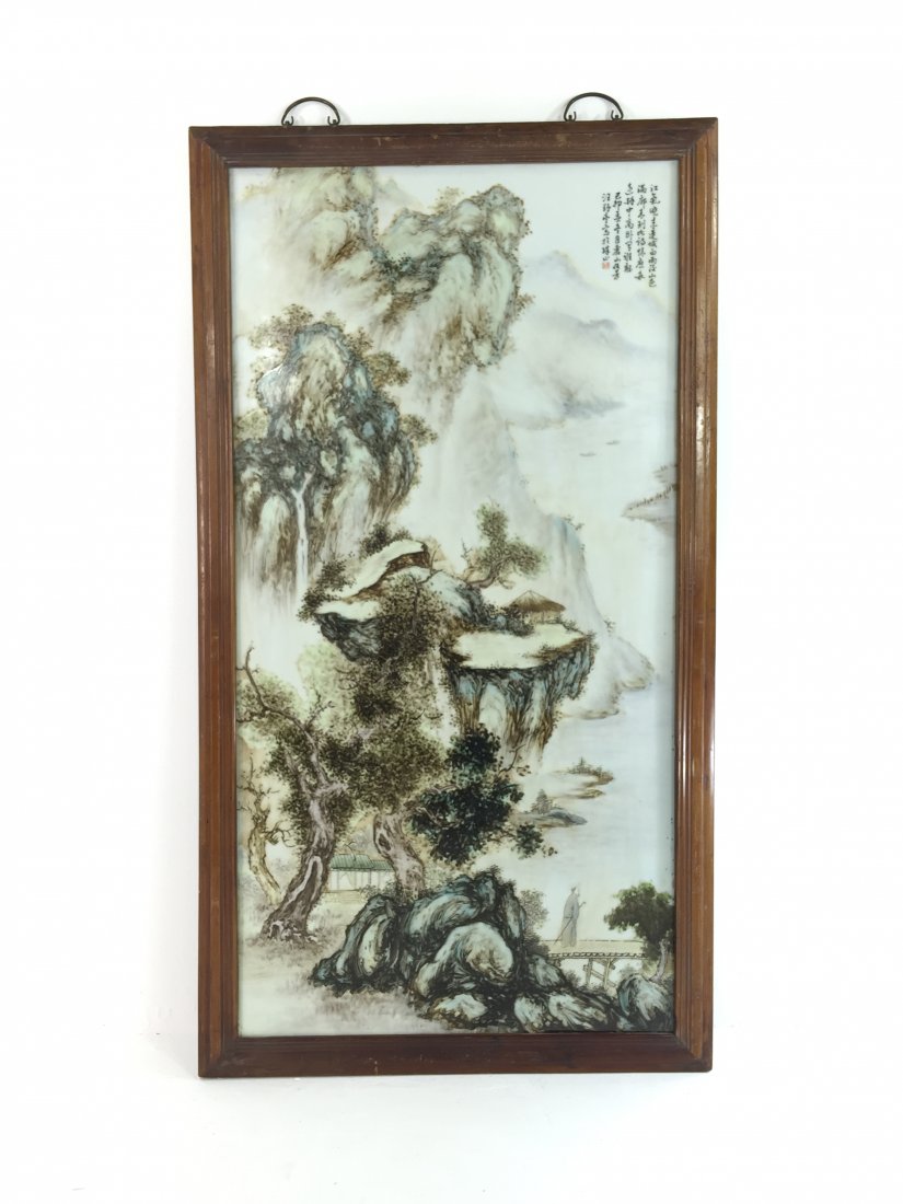 A FRAMED CHINESE PORCELAIN PAINTING (1 of 2)