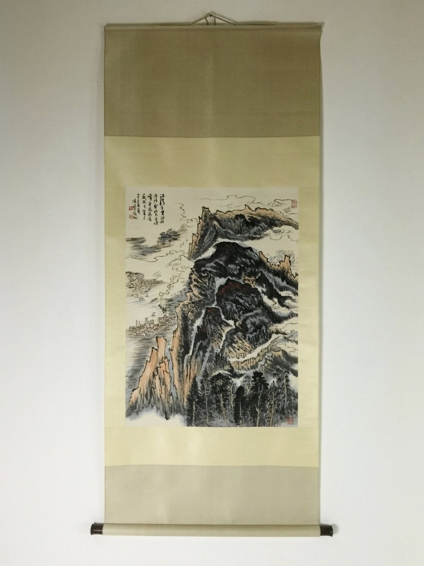 CHINESE SCROLL PAINTING OF MAN AND HORSES (1 of 9)