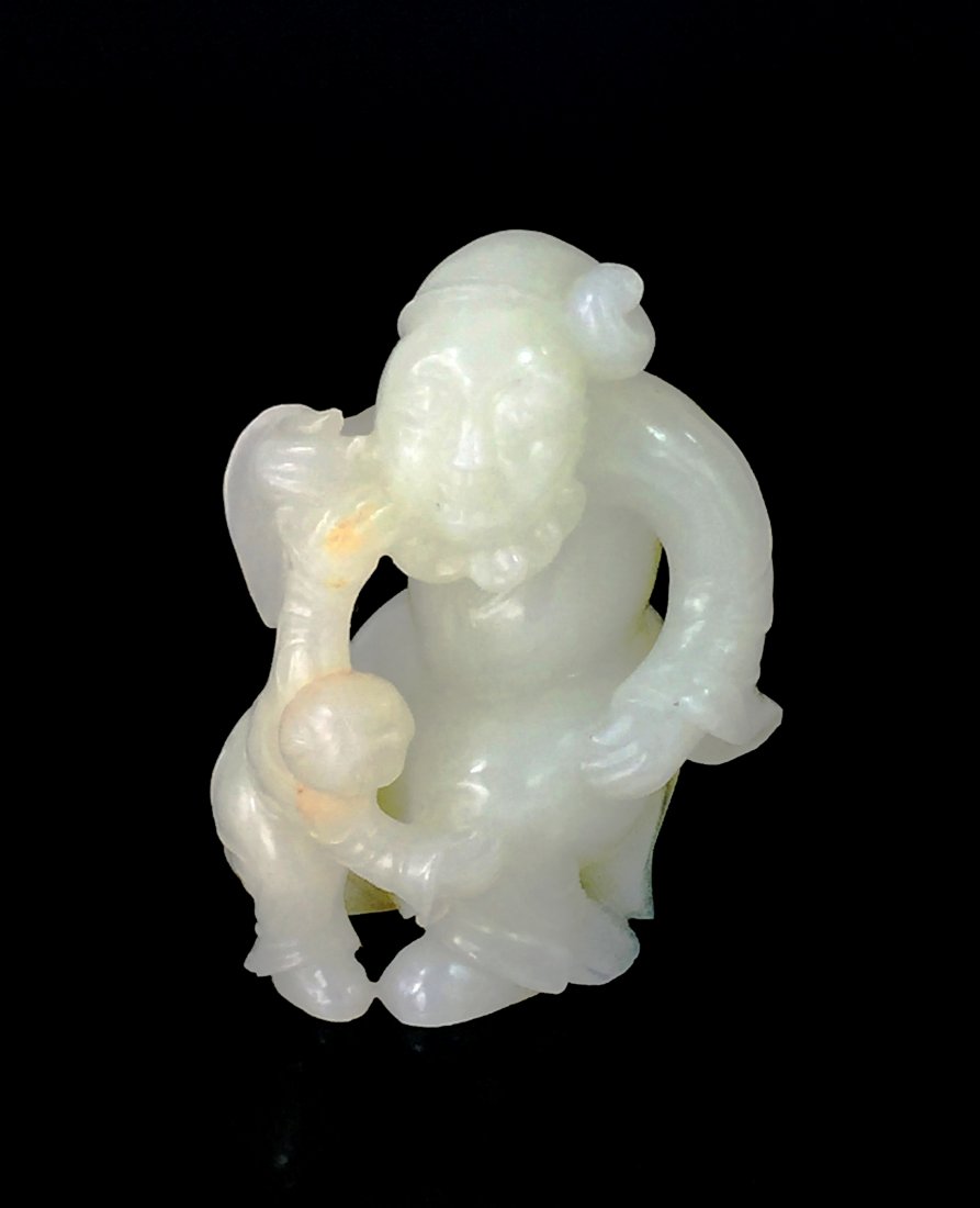 FINE CARVED WHITE JADE OF ELDER AND BOY (1 of 6)