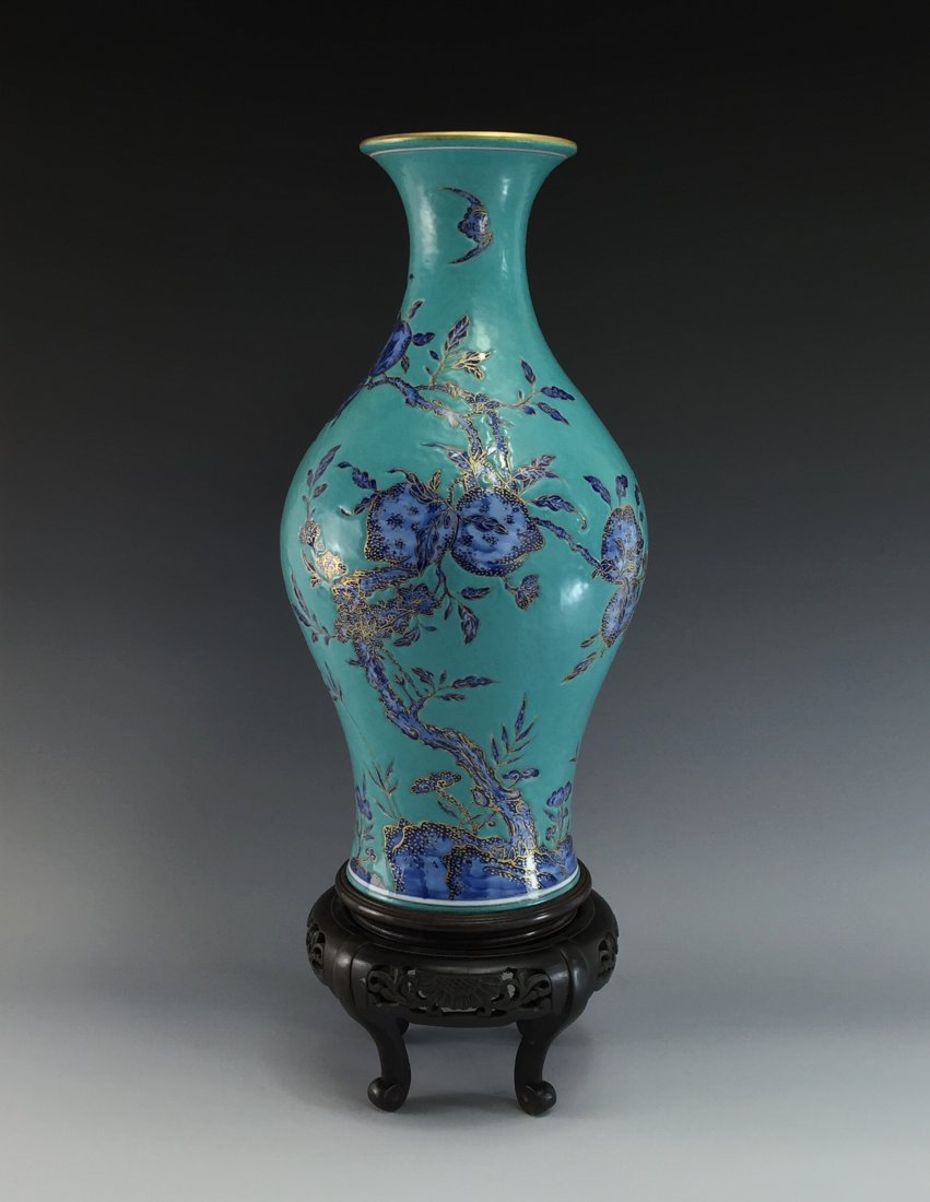 FINE GILT AND ENAMEL WILLOW LEAF VASE (1 of 8)