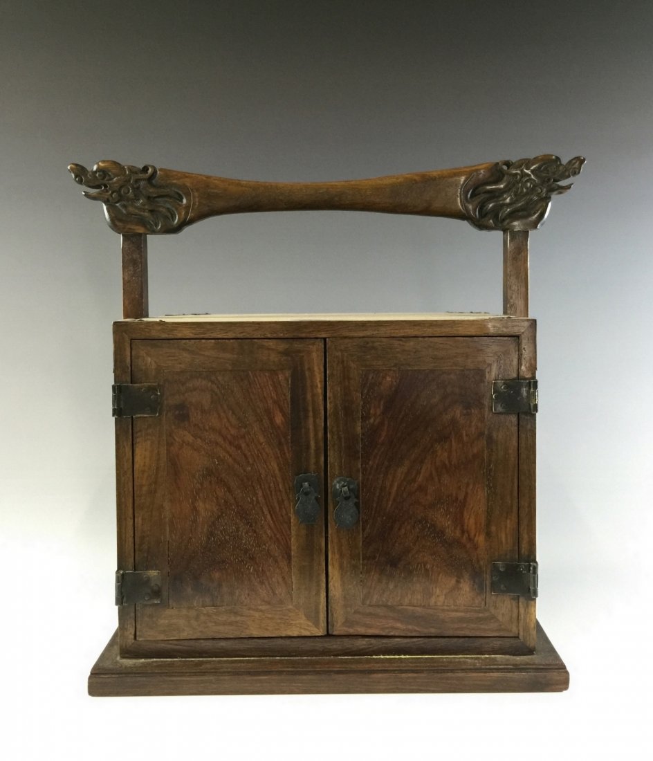 RARE HUANGHUALI JEWELRY BOX WITH DRAGON HANDLE (1 of 10)