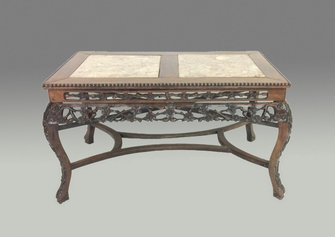 A CHINESE CARVED HARDWOOD CENTER TABLE (1 of 10)