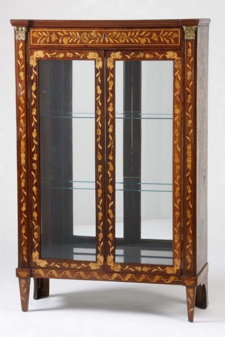 19TH C. DUTCH MARQUETRY INLAID CURIO CABINET (1 of 3)
