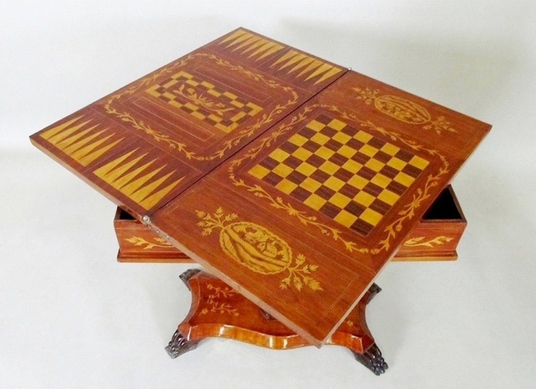 WALNUT INLAY GAME TABLE (1 of 1)
