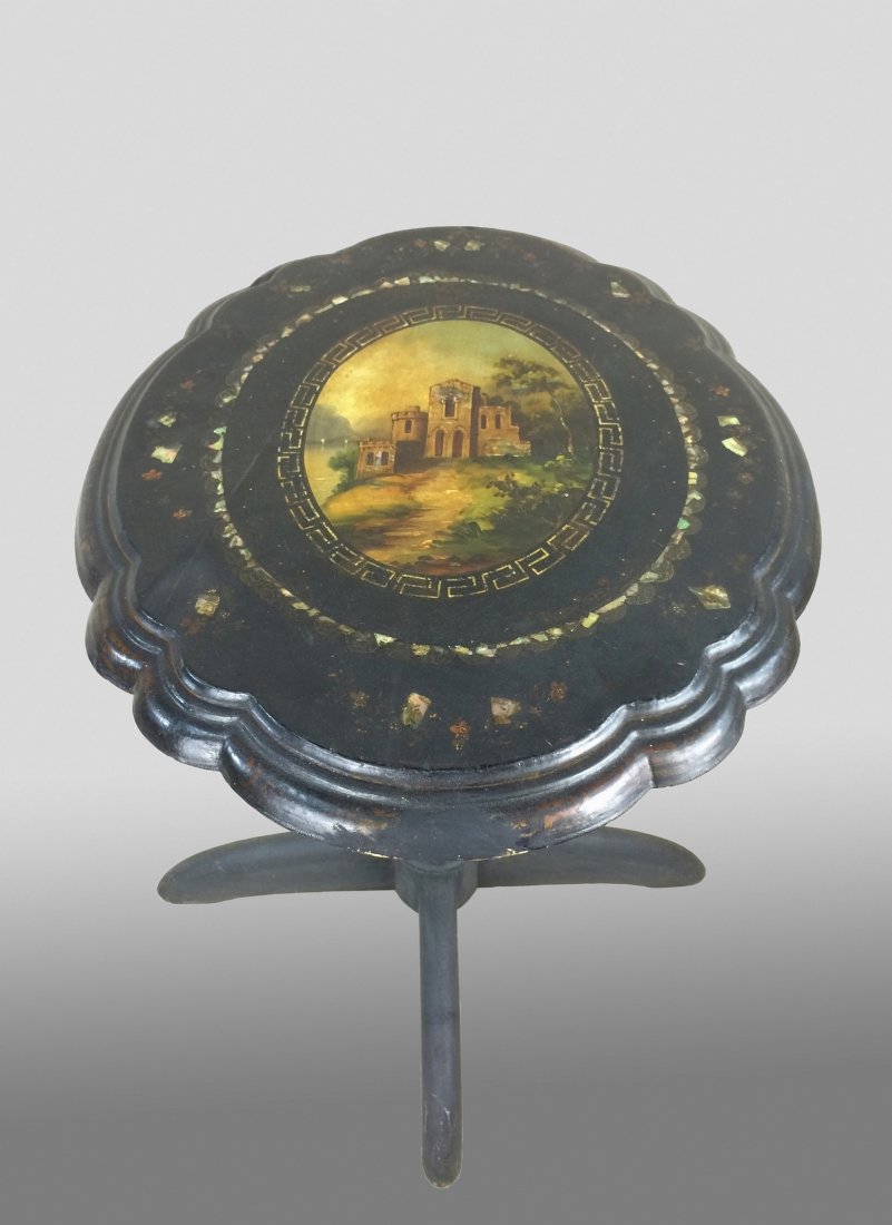 PAPER MACHE PAINTED TILT TOP TABLE (1 of 5)