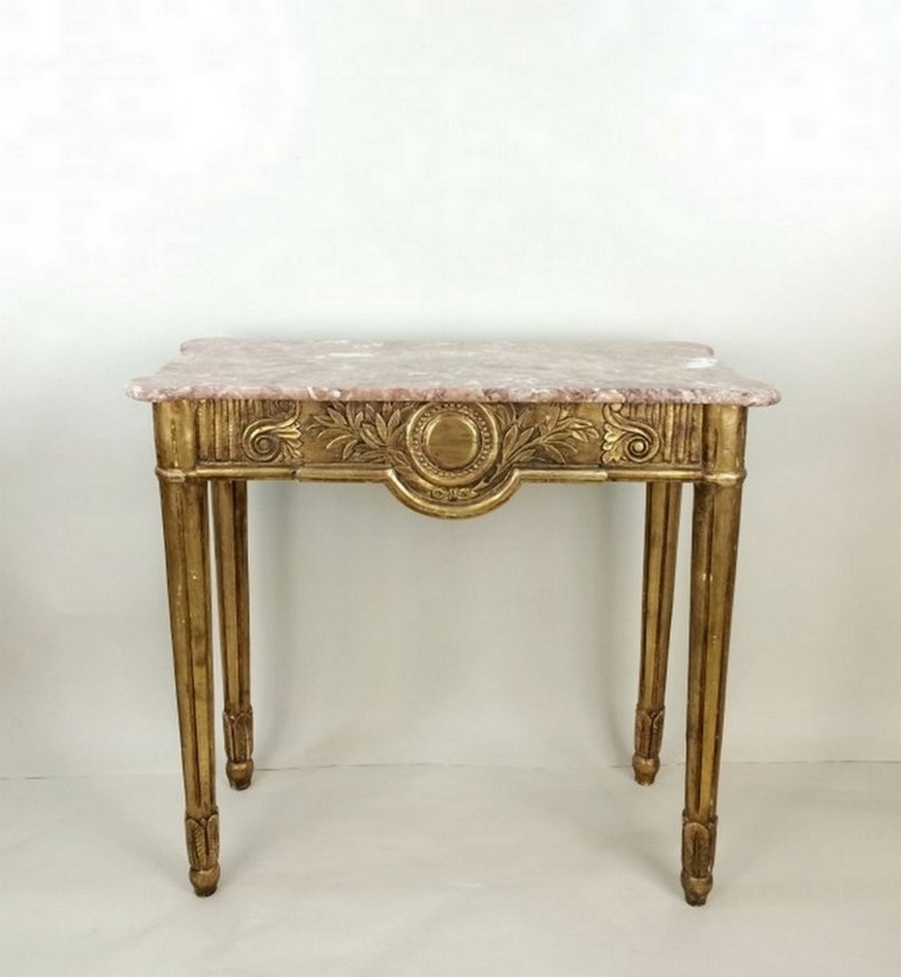 PINK MARBLE TOP ENTRY/SIDE TABLE (1 of 3)