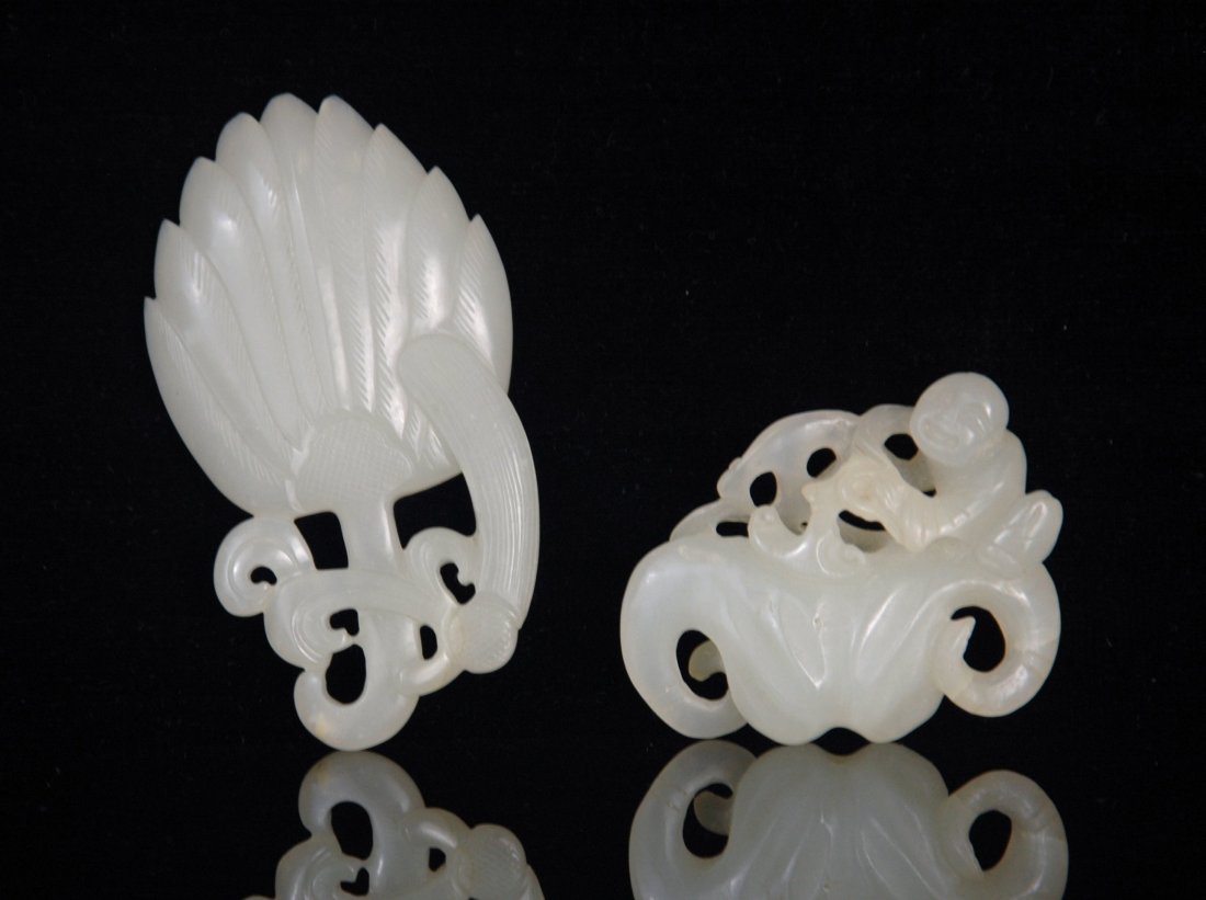 PAIR OF CARVED WHITE JADE PENDANTS (1 of 1)