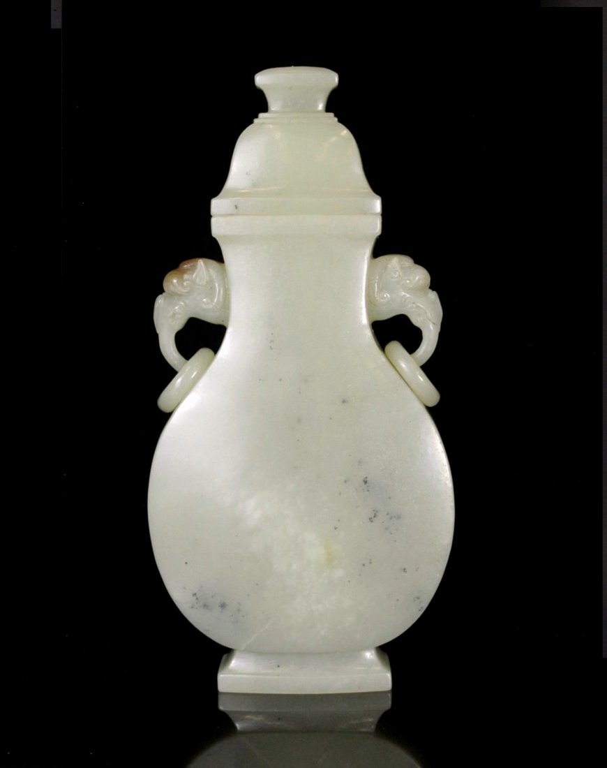 CARVED WHITE JADE COVERED URN (1 of 9)