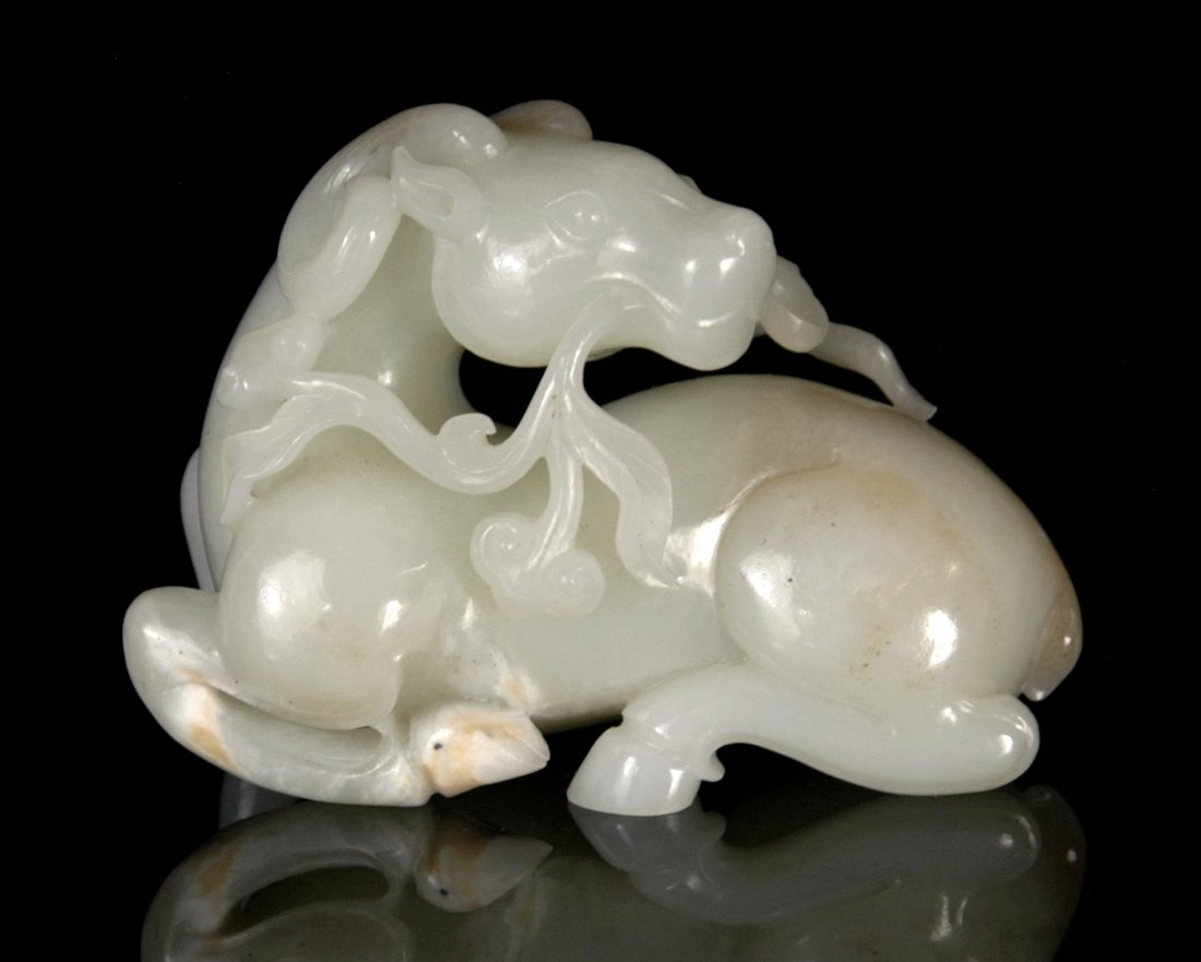 LARGE CARVED WHITE JADE OF A HORSE (1 of 7)