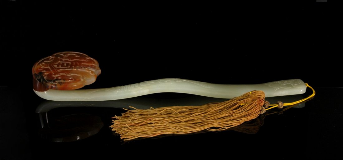 WHITE JADE RUYI SCEPTERS WITH NATURAL REDDISH INCLUSION (1 of 10)