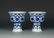 PAIR OF BLUE AND WHITE LOTUS HIGH STEM BOWLS