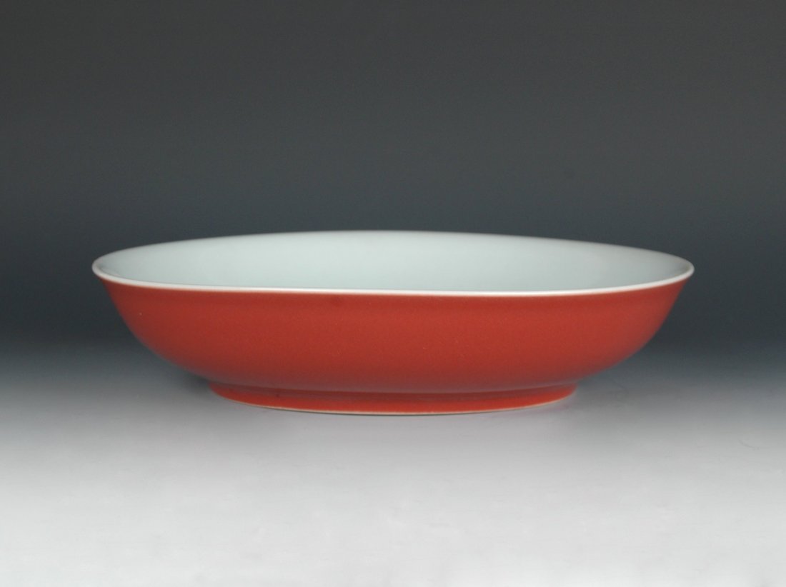 FINE QING OX-BLOOD PORCELAIN DISH (1 of 6)