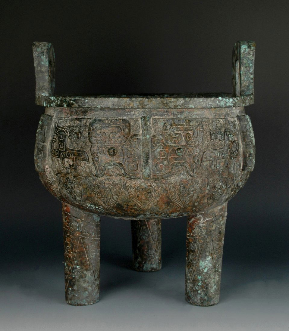 LARGE ANTIQUE ARCHAIC BRONZE TRIPOD CENSER (1 of 10)
