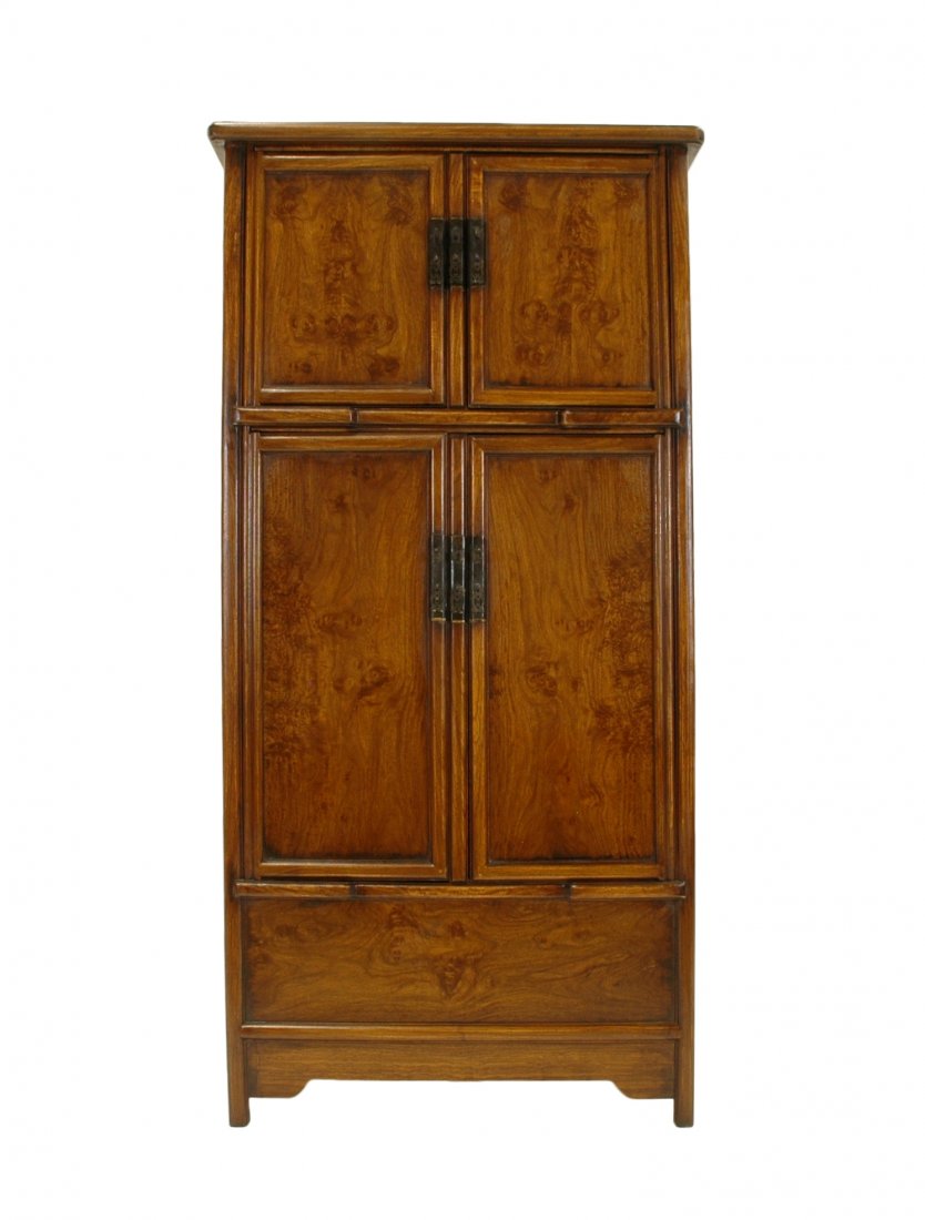 A RARE CHINESE HUANGHUALI ROUND-CORNER TAPERED CABINET (1 of 8)