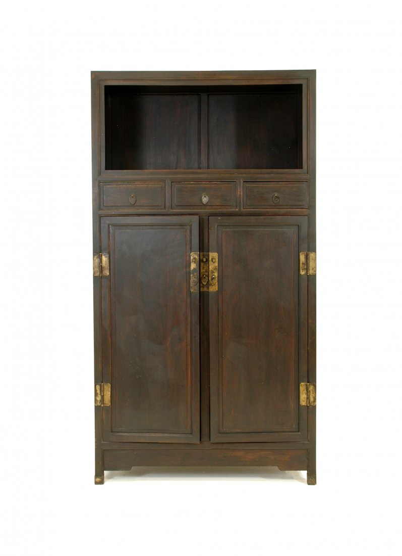 A RARE CHINESE ZITAN THREE DRAWERS CABINET (1 of 5)