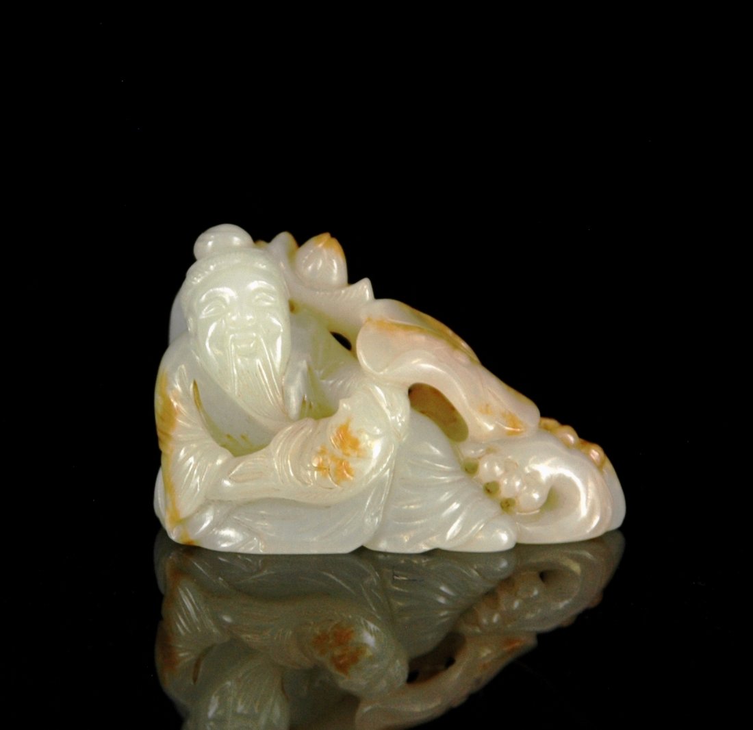 FINE CARVED WHITE JADE OF A SAGE (1 of 7)