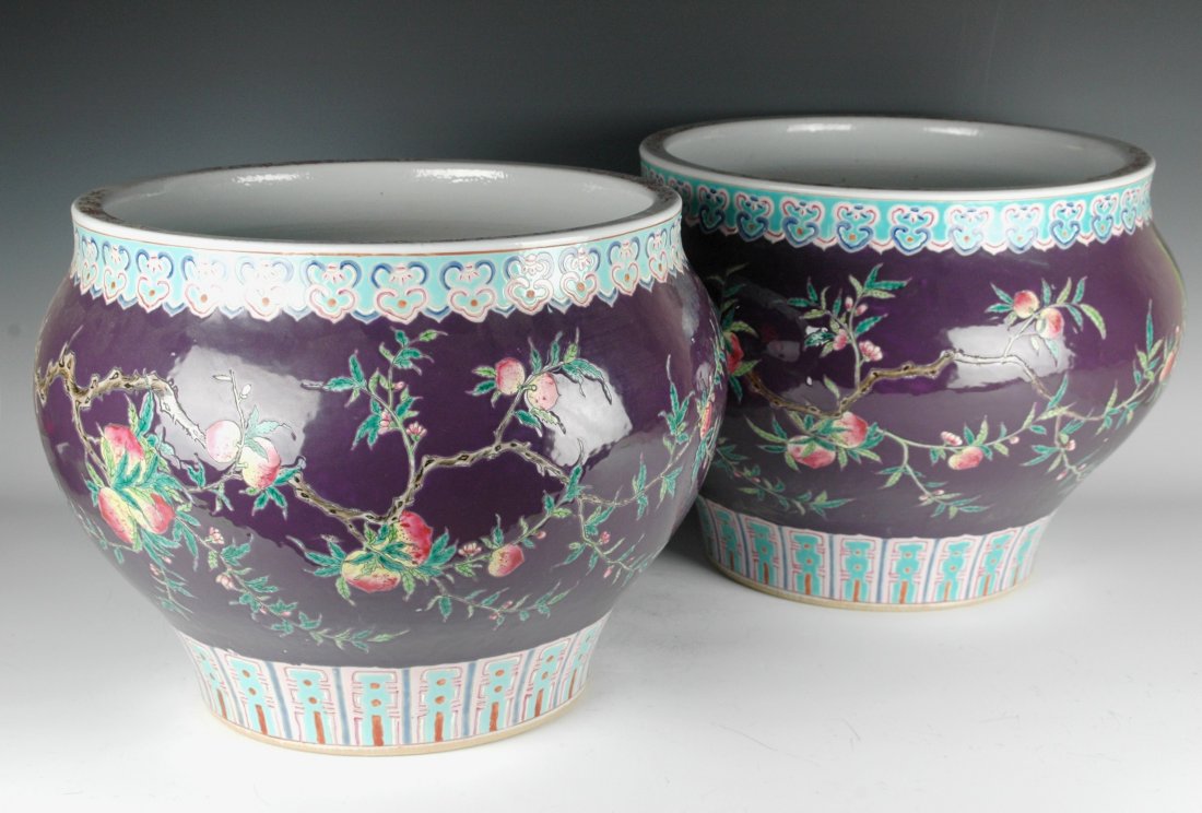 PAIR OF LARGE PURPLE DAYAZHAI PLANT POTS (1 of 10)