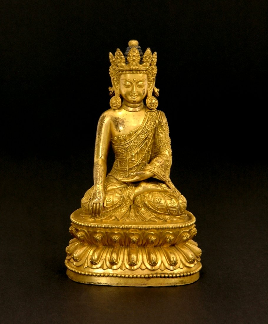 FINE QING GILT BRONZE seated BUDDHA (1 of 8)