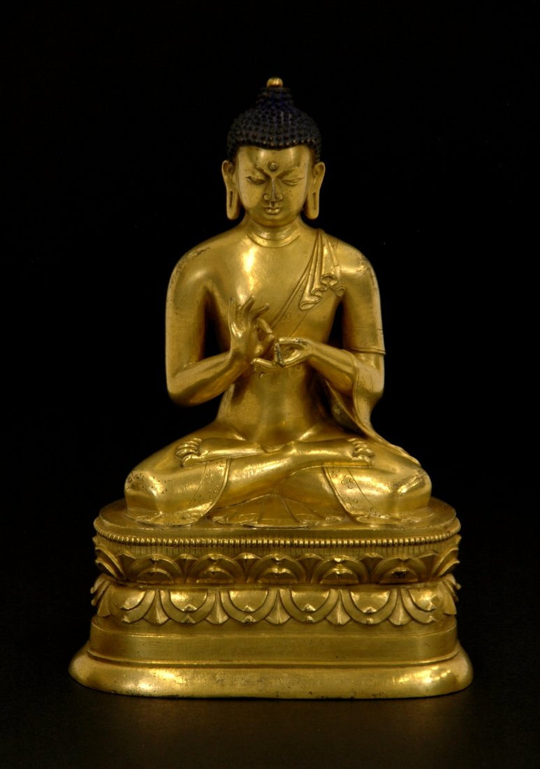 FINE QING GILT BRONZE BUDDHA OF AVALOKITESHVARA (1 of 7)