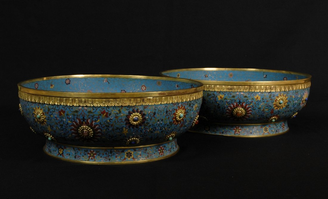 PAIR OF LARGE GILT BRONZE & CLOISONNE JARS (1 of 6)