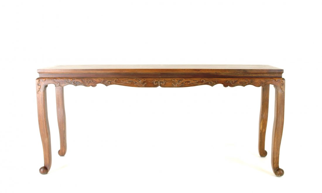 CARVED HUANGHUALI SIDE TABLE W/ CABRIOLE LEGS (1 of 8)